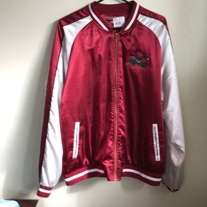 A lover and a fighter Wildfang satin bomber jacket